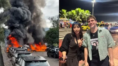 Imagen de un helicóptero accidentado en Río de Janeiro