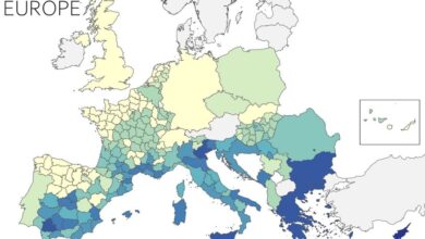 Mapa de Europa con la brecha del aire acondicionado