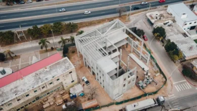 Imagen de la construcción de la nueva sede de la Universidad Provincial de Córdoba en zona sur