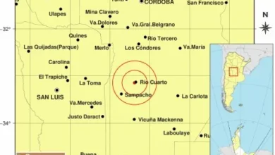 Mapa de la provincia de Córdoba con epicentros de sismos