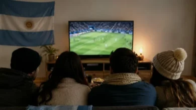 Imagen de un estadio de fútbol con un cielo nublado al atardecer