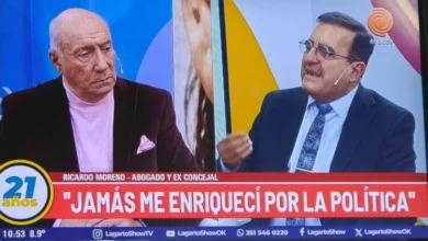 Ricardo Moreno en una entrevista televisiva hablando sobre su renuncia y el caso Agostina Vega