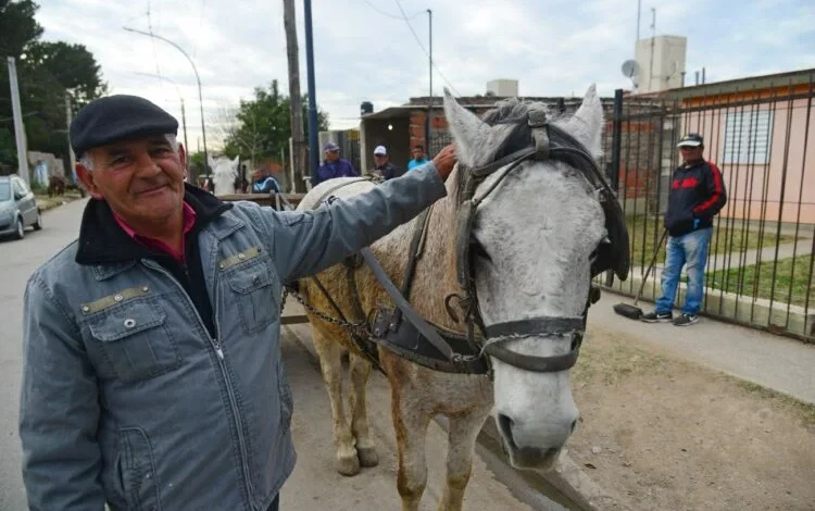 Imagen de un carrero en Córdoba, Argentina, con su carro y caballo, simbolizando su lucha diaria
