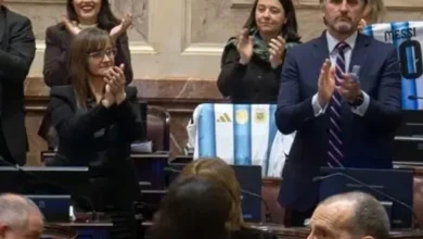 Legisladores con camisetas de la Selección Argentina celebrando en el Senado