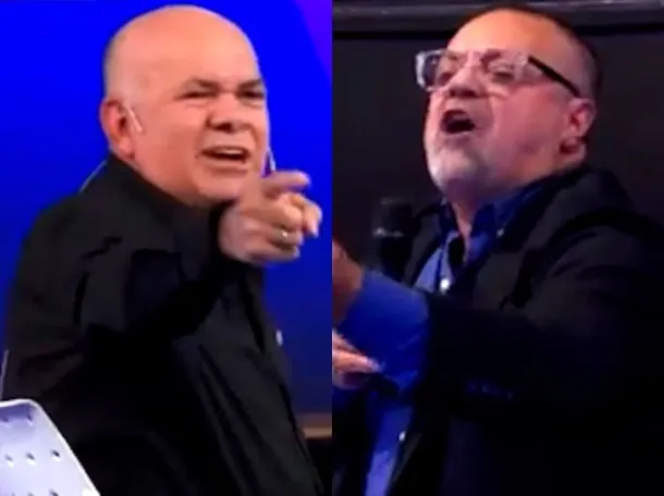 Caruso Lombardi y Aldo Leiva en un debate televisivo