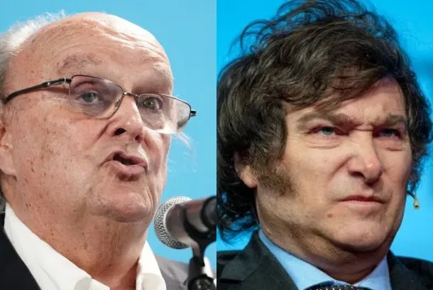 Imagen de Javier Milei y José de Mendiguren en La Rural