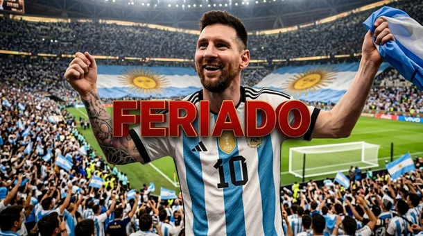 Bandera argentina ondeando durante un partido de la Selección