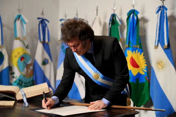 Imagen del presidente Javier Milei durante la vigilia patria