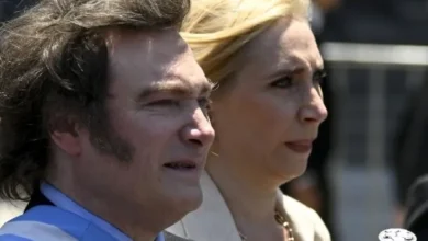 Javier Milei y Karina Milei en un acto de La Libertad Avanza