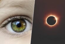 Persona mirando directamente al sol durante un eclipse solar