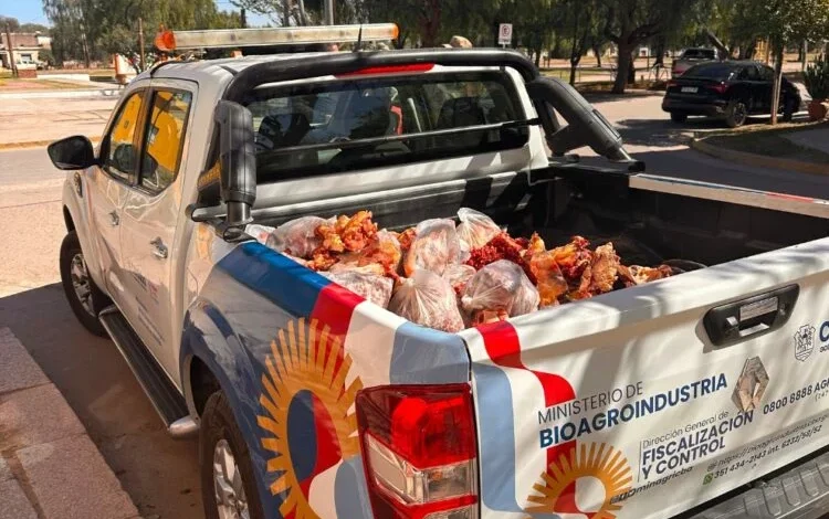 Agentes del Ministerio de Bioagroindustria inspeccionan camiones de carne en San Justo