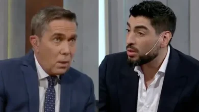 Facundo Moyano y Rodolfo Barili en un estudio de televisión
