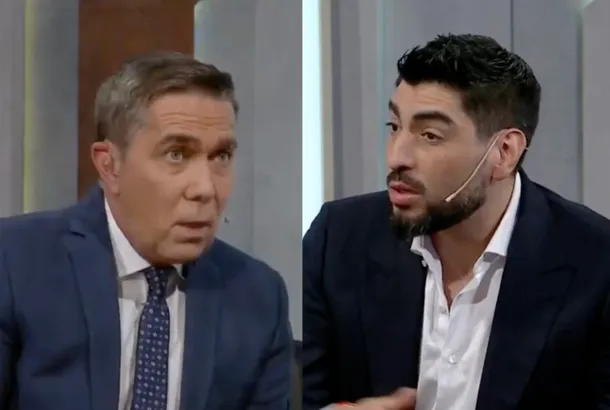 Facundo Moyano y Rodolfo Barili en un estudio de televisión