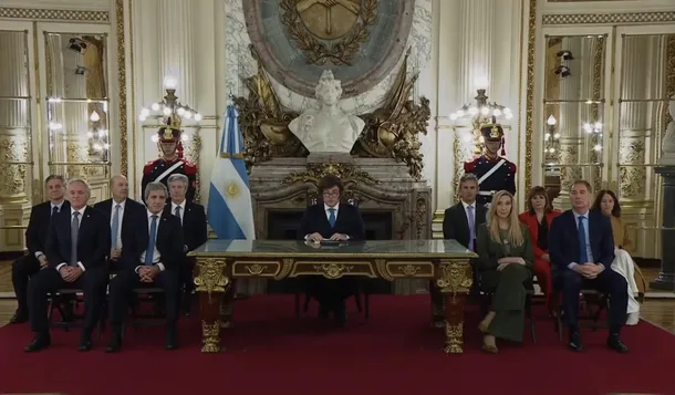 Imagen del presidente Javier Milei durante la presentación del proyecto de reforma del Banco Central