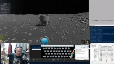 Imagen de un ZX Spectrum en acción, conectado a una simulación espacial