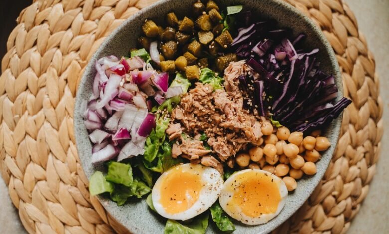 Plato comparativo de alimentos de la dieta cetogénica y mediterránea