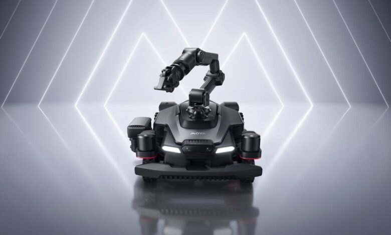 AstraX robot cortacésped con brazo robótico e IA en exposición en la feria IFA 2026