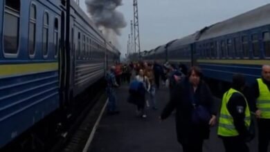 Locomotora dañada por un dron ruso en la zona fronteriza entre Polonia y Ucrania